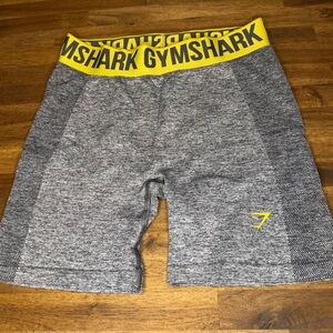 Gymshark Women’s Athletic Compression Shorts Gray with Yellow Waistband, Medium